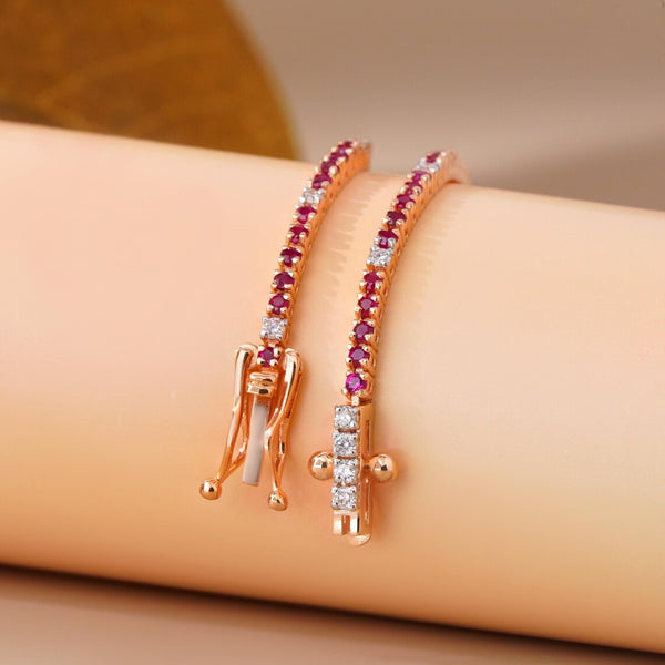 Sapphire Diamond Bracelet in 14K Rose Gold