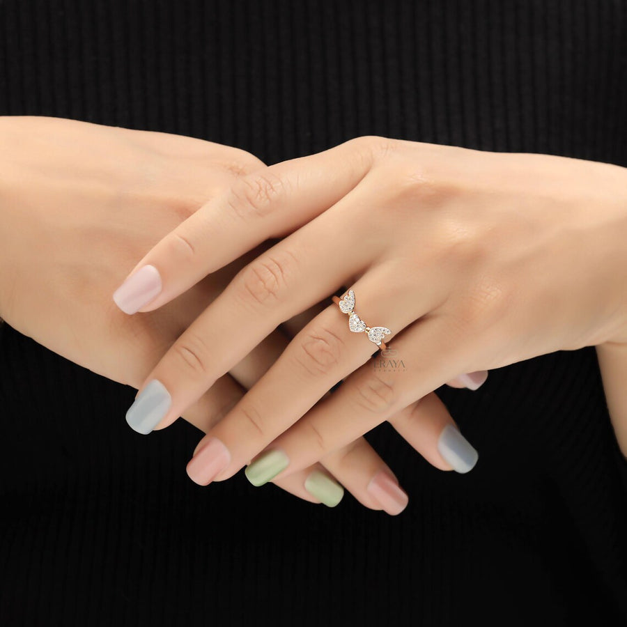 Lab Diamond Engagement Ring with Angel Wings