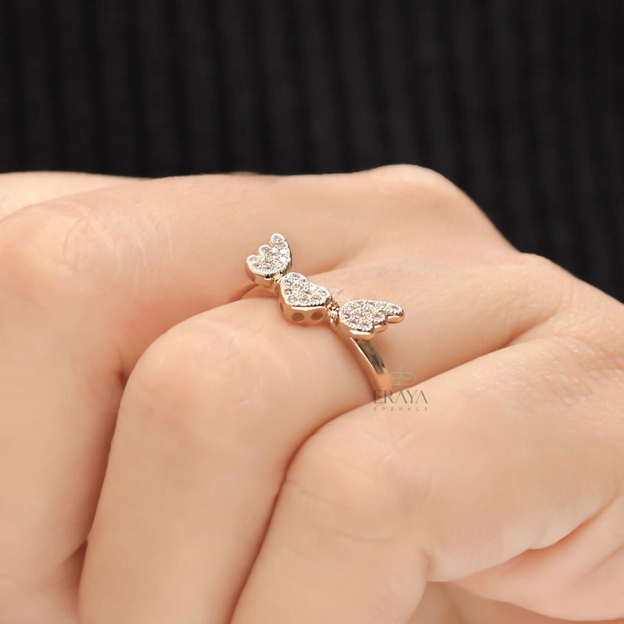 Lab Diamond Engagement Ring with Angel Wings