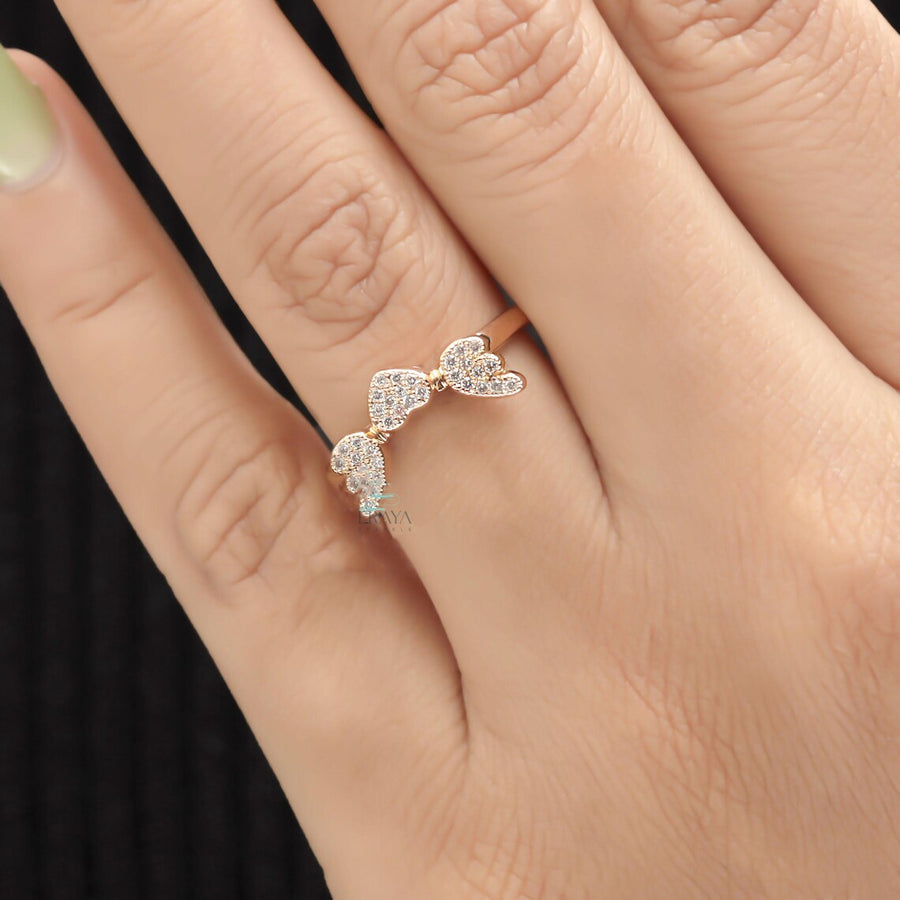 Lab Diamond Engagement Ring with Angel Wings