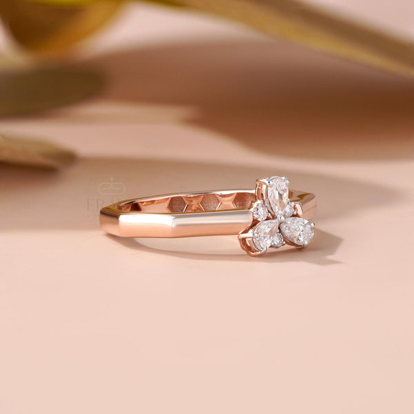 Pear Cut Engagement Ring with Floral Cluster