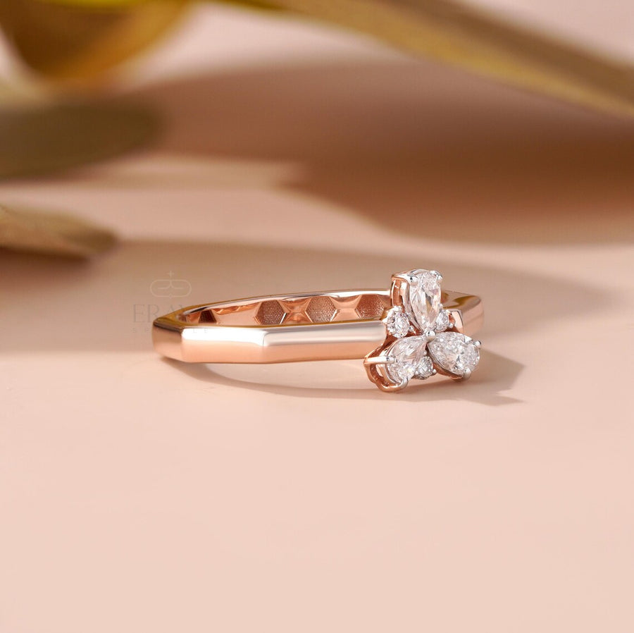 Pear Cut Engagement Ring with Floral Cluster