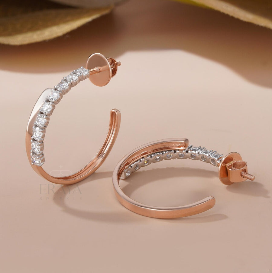 Half Hoop Diamond Earrings in 14K Gold