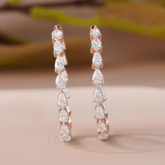 Lab Grown Diamond Hoop Earrings | Pear Cut Gold