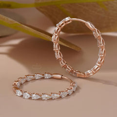 Lab Grown Diamond Hoop Earrings | Pear Cut Gold