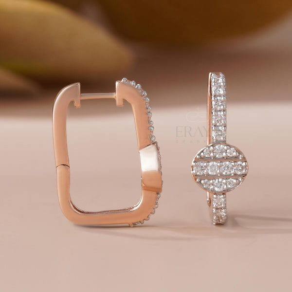 Gold Diamond Hoop Earrings | Round Disc Luxury