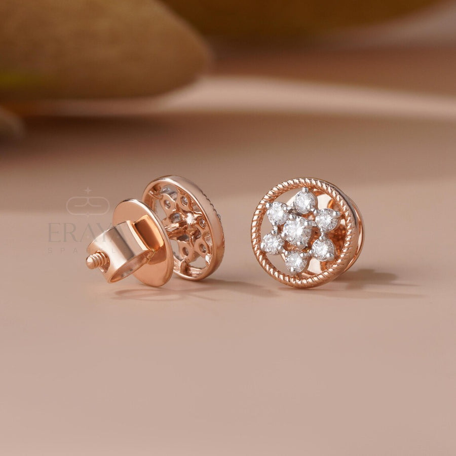 Cluster Diamond Earrings | Floral Gold Studs