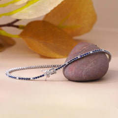 Blue Sapphire Tennis Bracelet with Lab Diamonds