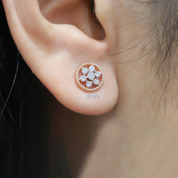Cluster Diamond Earrings | Floral Gold Studs