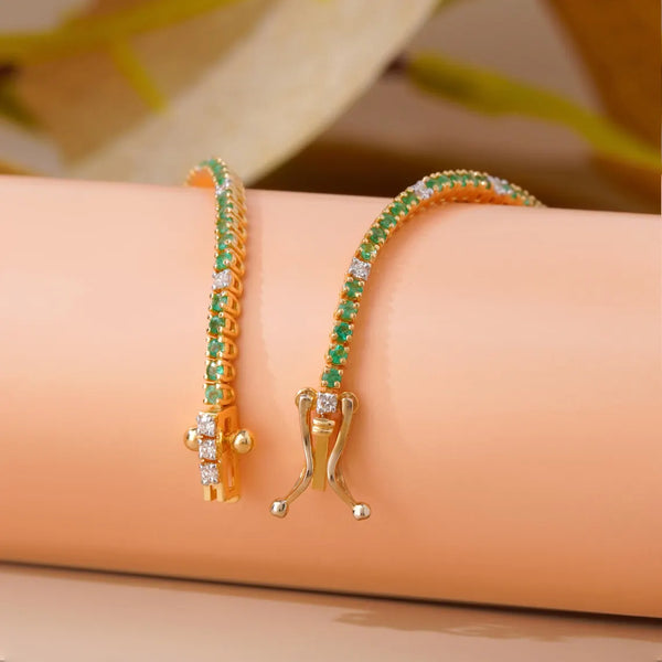 Green Peridot Bracelet with Lab Diamond
