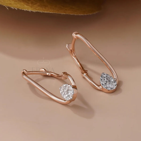 Twisted Hoop Earrings with Pear Diamond Cluster