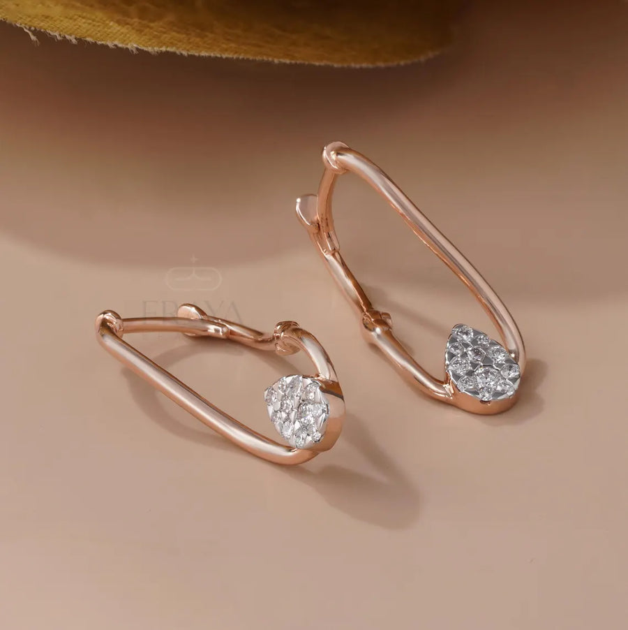 Twisted Hoop Earrings with Pear Diamond Cluster