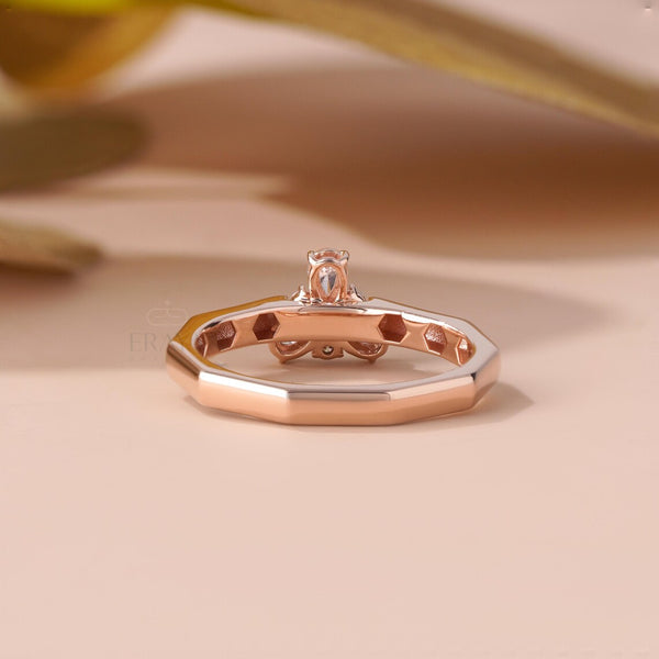 Pear Cut Engagement Ring with Floral Cluster