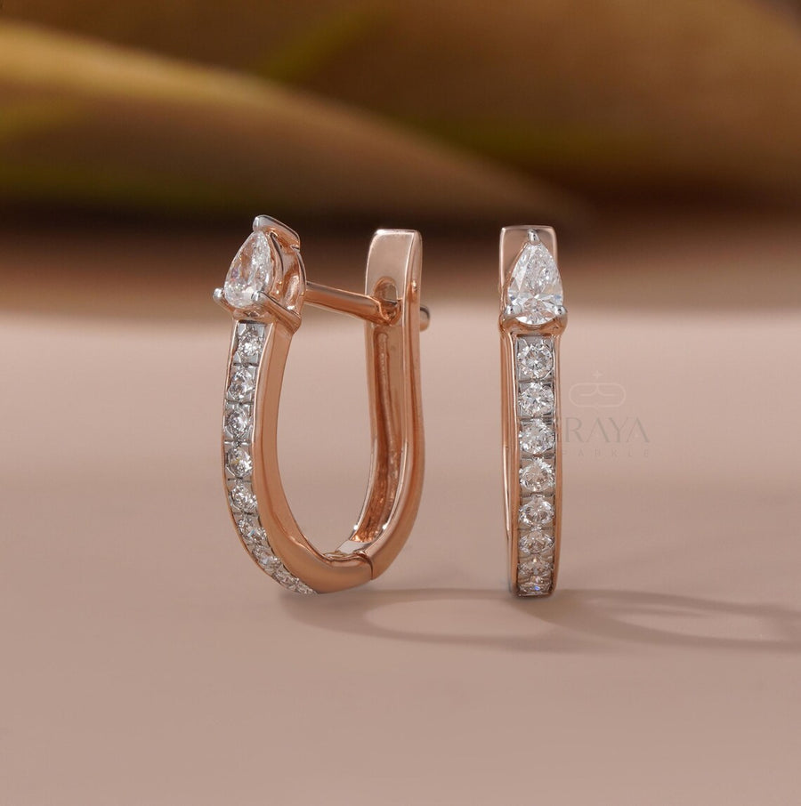 Lab Grown Diamond Pear Huggie Hoop Earrings