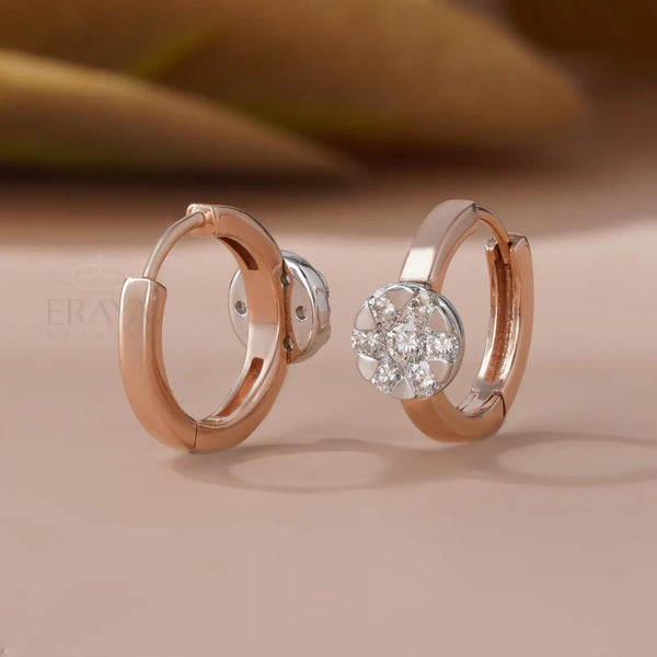 Huggie Hoop Earrings | Round Diamond Cluster