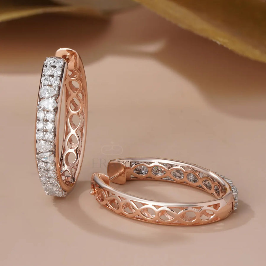 Gold Diamond Hoop Earrings | Pear Statement