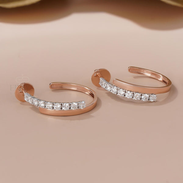 Half Hoop Diamond Earrings in 14K Gold