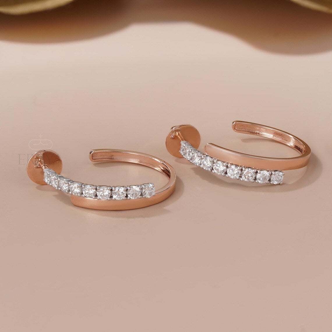 Half Hoop Diamond Earrings in 14K Gold