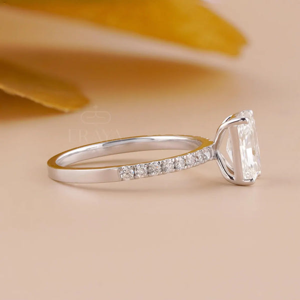 Radiant Cut Engagement Ring | Pave Lab Diamond