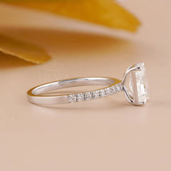 Radiant Cut Engagement Ring | Pave Lab Diamond