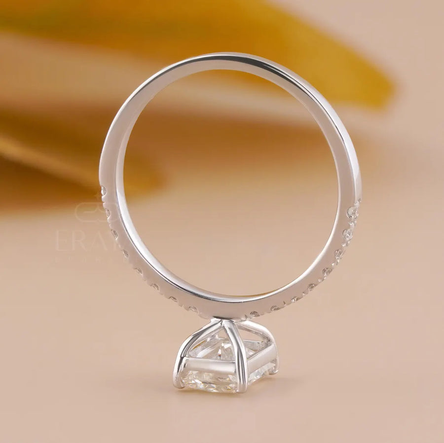 Radiant Cut Engagement Ring | Pave Lab Diamond