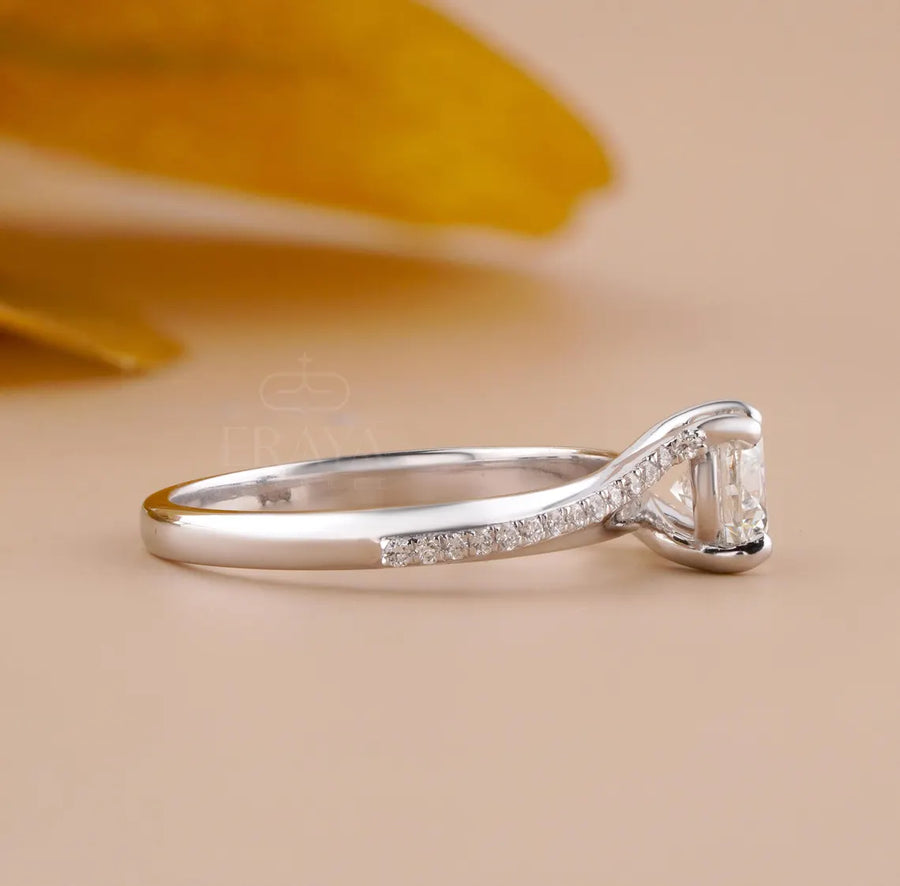 Twisted Band Engagement Ring with Lab Diamond