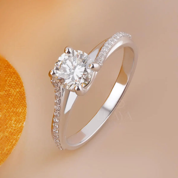 Twisted Band Engagement Ring with Lab Diamond