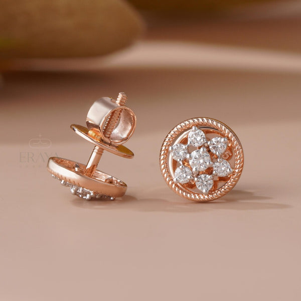 Cluster Diamond Earrings | Floral Gold Studs