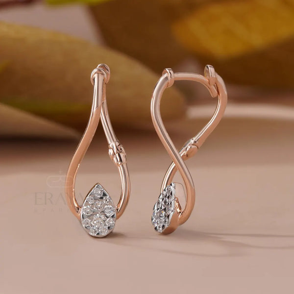 Twisted Hoop Earrings with Pear Diamond Cluster
