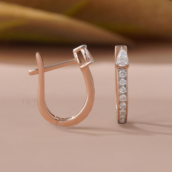 Lab Grown Diamond Pear Huggie Hoop Earrings