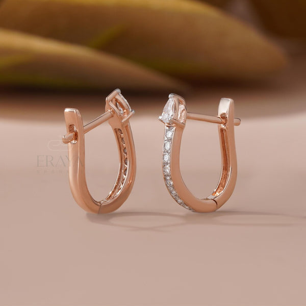 Lab Grown Diamond Pear Huggie Hoop Earrings