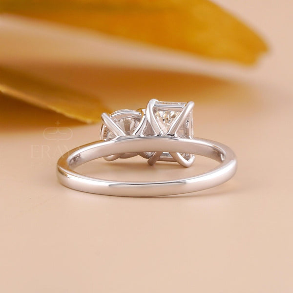 Two Stone Engagement Ring | Emerald & Round