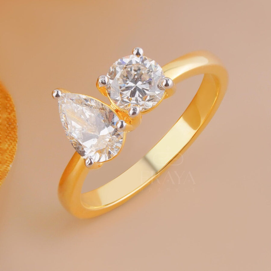 Toi et Moi Pear and Round Diamond Ring
