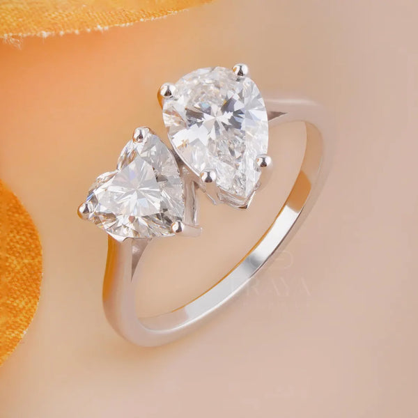 Toi et Moi Ring with Heart & Pear Lab Diamond