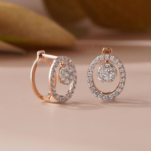 Diamond Hoop Earrings | Oval Cluster Bridal