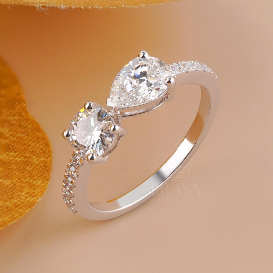 Toi et Moi Engagement Ring | Pear & Round Lab Diamond