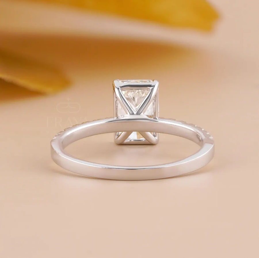 Radiant Cut Engagement Ring | Pave Lab Diamond