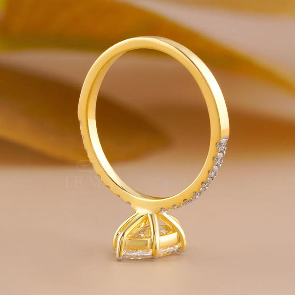 Marquise Wedding Ring with Pave Lab Diamond