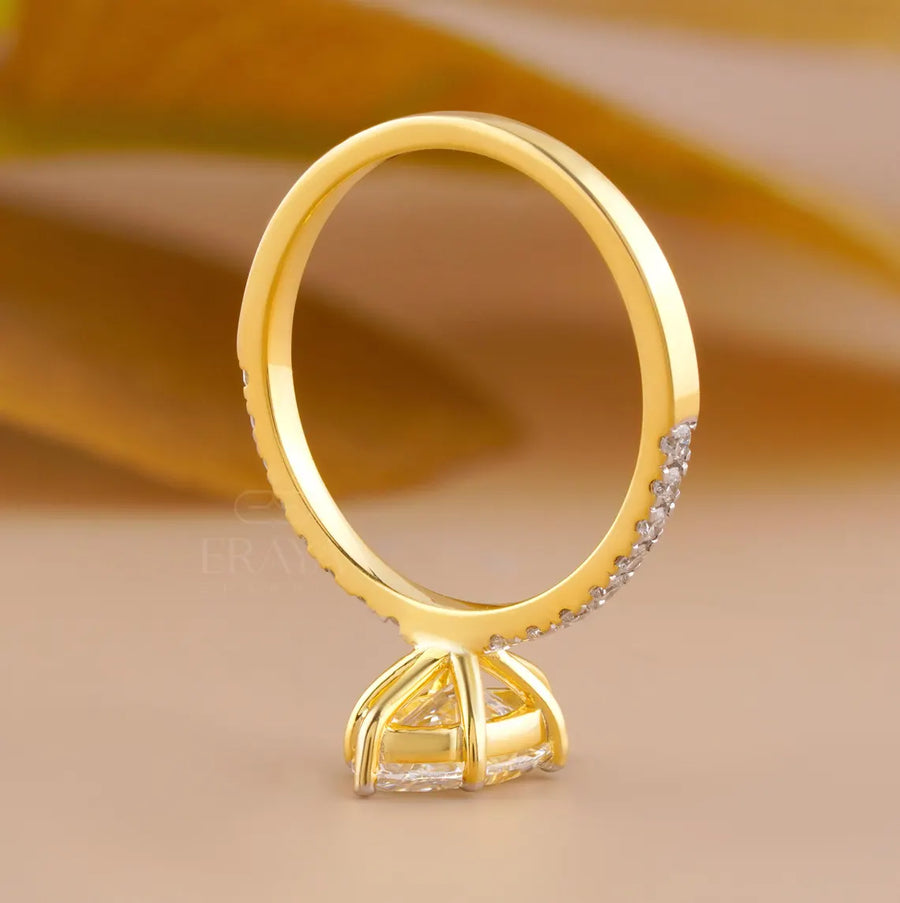 Marquise Wedding Ring with Pave Lab Diamond