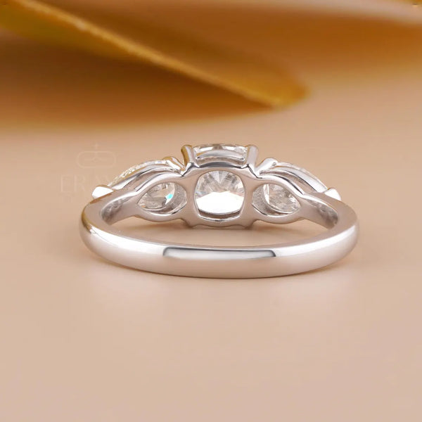 Three Stone Cushion Cut Engagement Ring