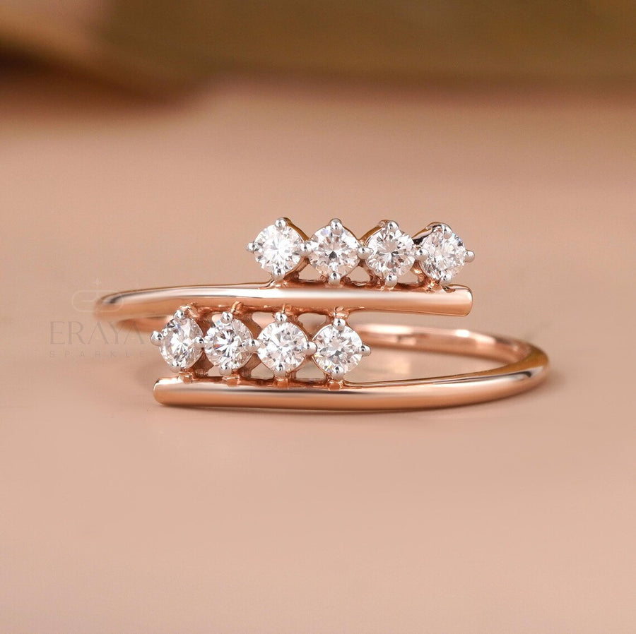Bypass Diamond Ring – Minimalist Wrap Design