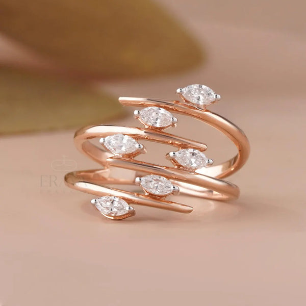 Marquise Wedding Ring | Open Cluster Design