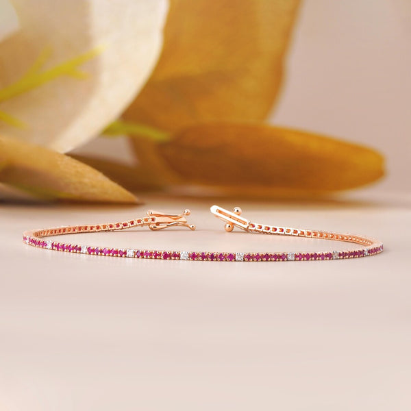 Sapphire Diamond Bracelet in 14K Rose Gold