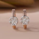 Huggie Hoop Earrings | Round Diamond Cluster
