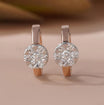 Huggie Hoop Earrings | Round Diamond Cluster
