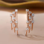 Diamond Huggie Earrings | Multi Row Design