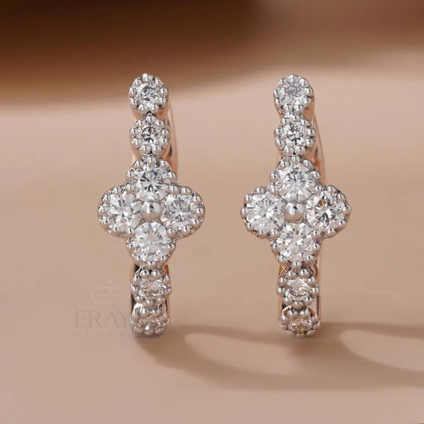 Rose Gold Hoop Earrings with Lab Created Diamonds