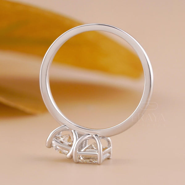 Two Stone Engagement Ring | Emerald & Round