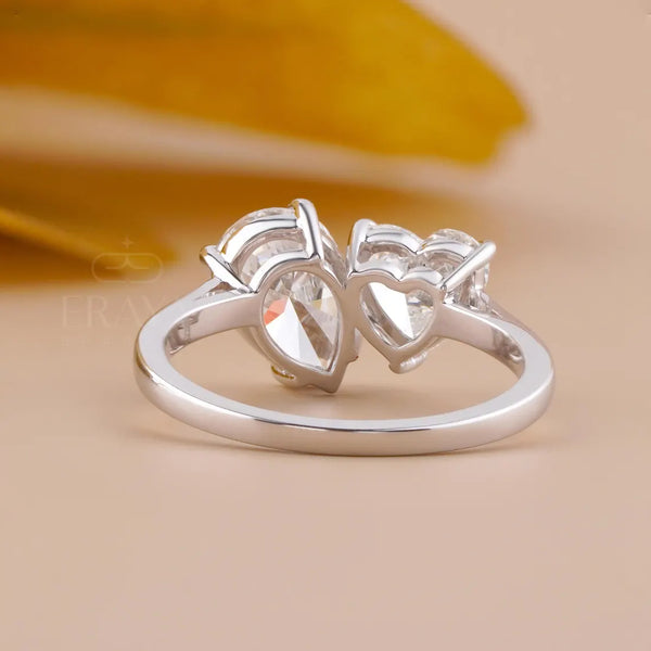 Toi et Moi Ring with Heart & Pear Lab Diamond