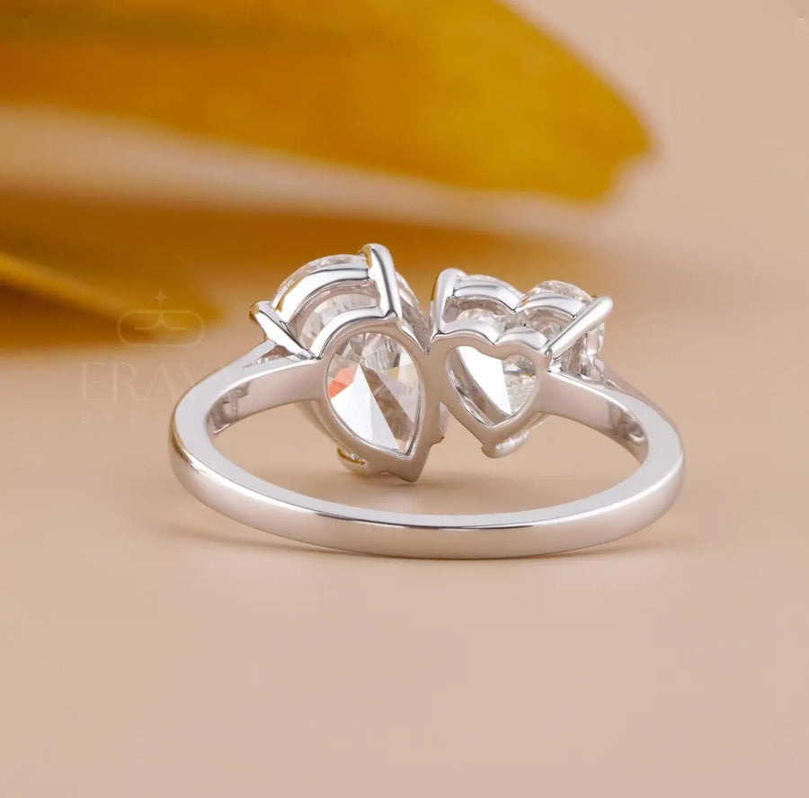 Toi et Moi Ring with Heart & Pear Lab Diamond
